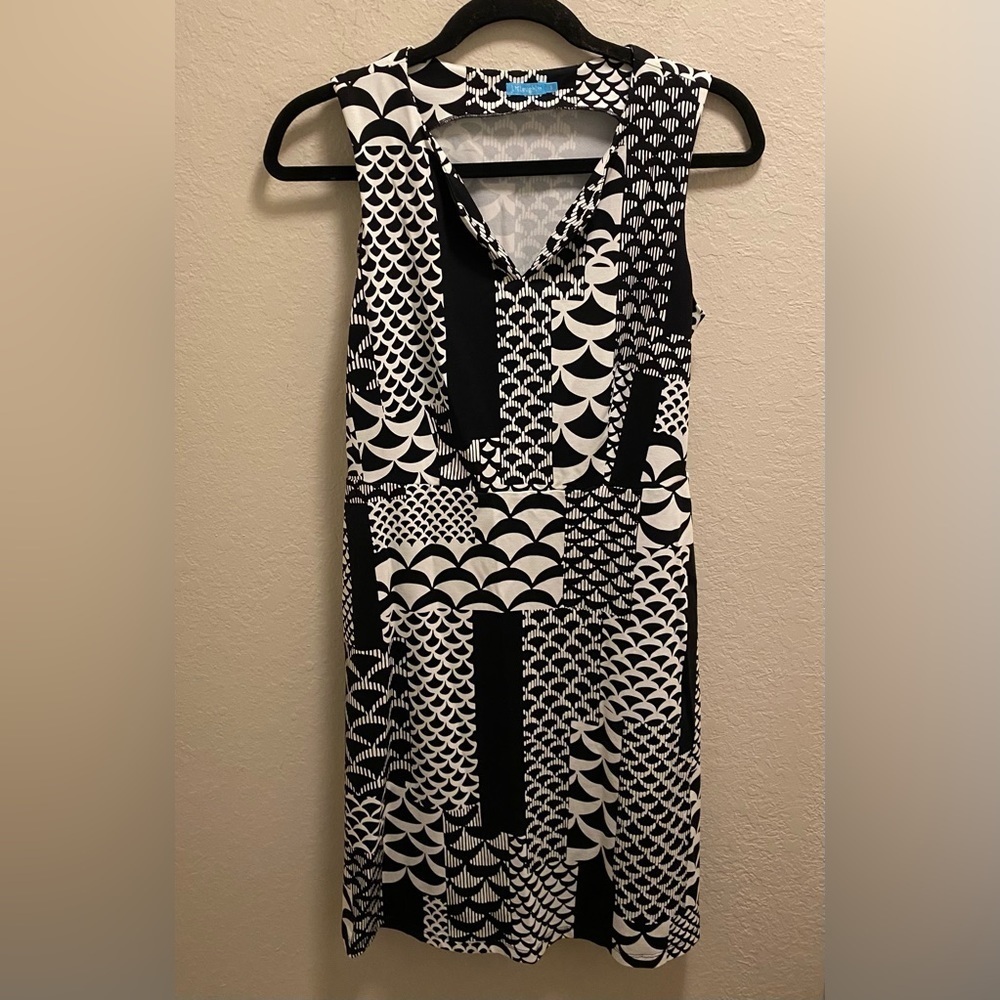 J. McLaughlin print dress catalina cloth sleeveless split v-neck size small
